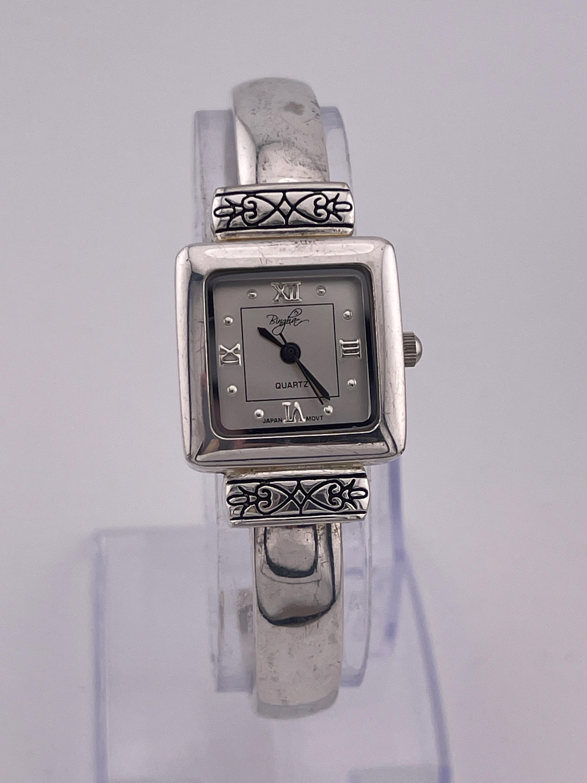 Vintage Bingham No. BC 7022S Silver-tone Cuff Watch Japan Quartz