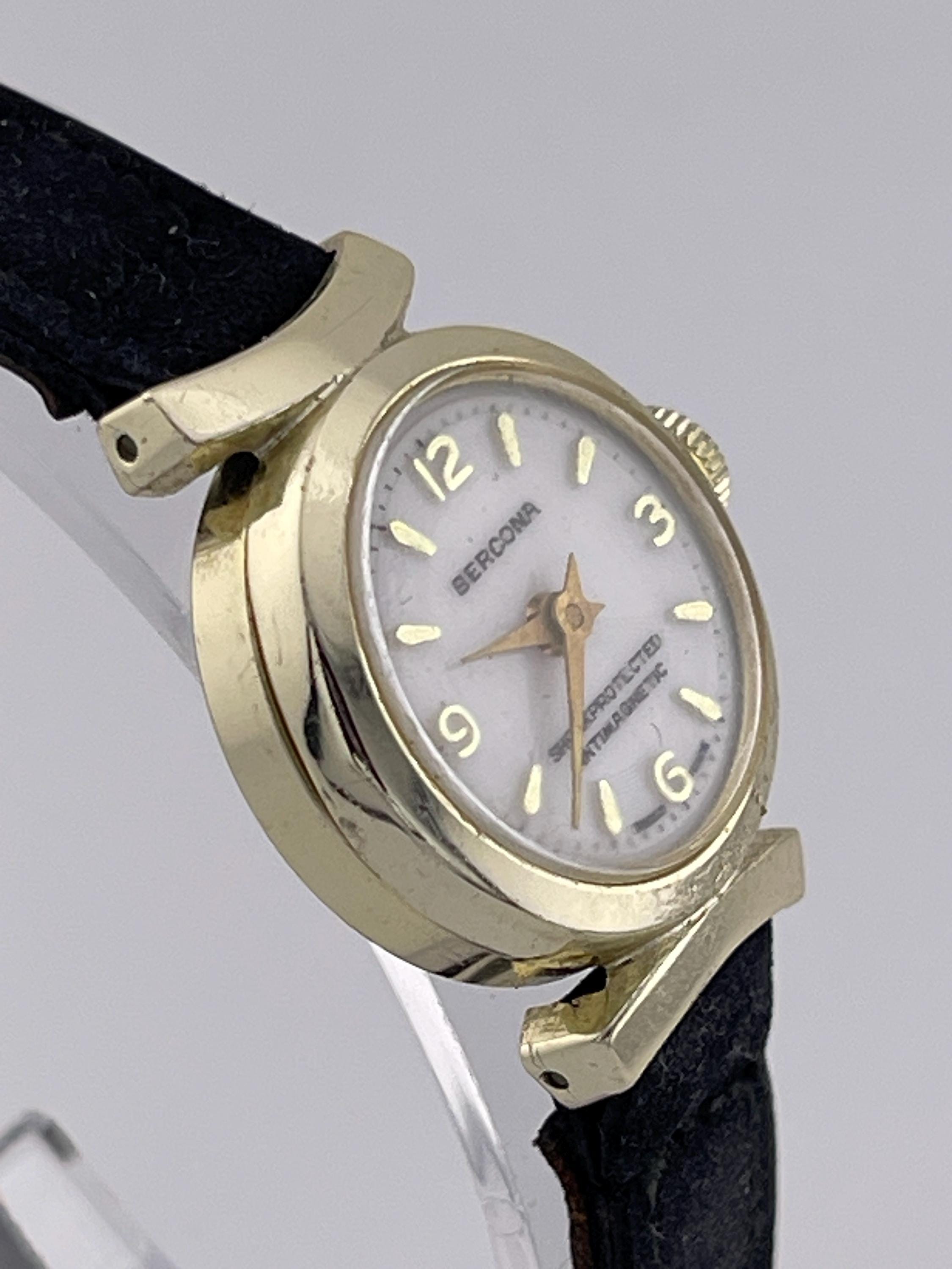 Parts/Repair VTG 1950s Bercona Antimagnetic Swiss Ladies Watch Manual Wind 21mm Bercona Antimagnetic Swiss Watch C 1950s Gold Tone 21mm  main image 2