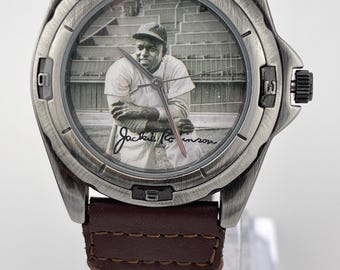 Life Legends of Baseball Jackie Robinson Quartz Watch c. 2000s Stainless Steel 38mm Collectors Timepiece