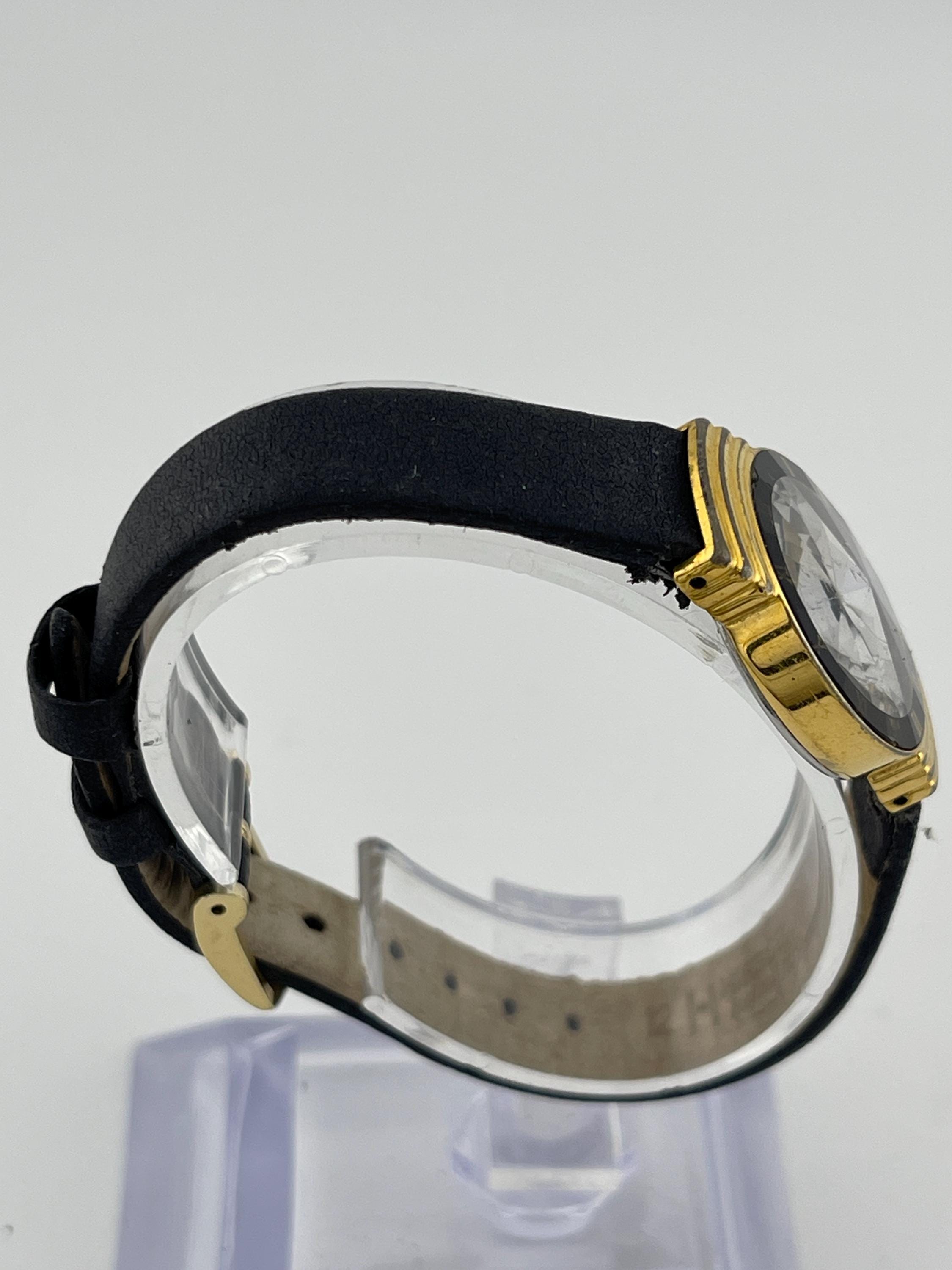 Baylor 6L22-Y Black Faceted Crystal Quartz Watch W/ Leather  display picture 3