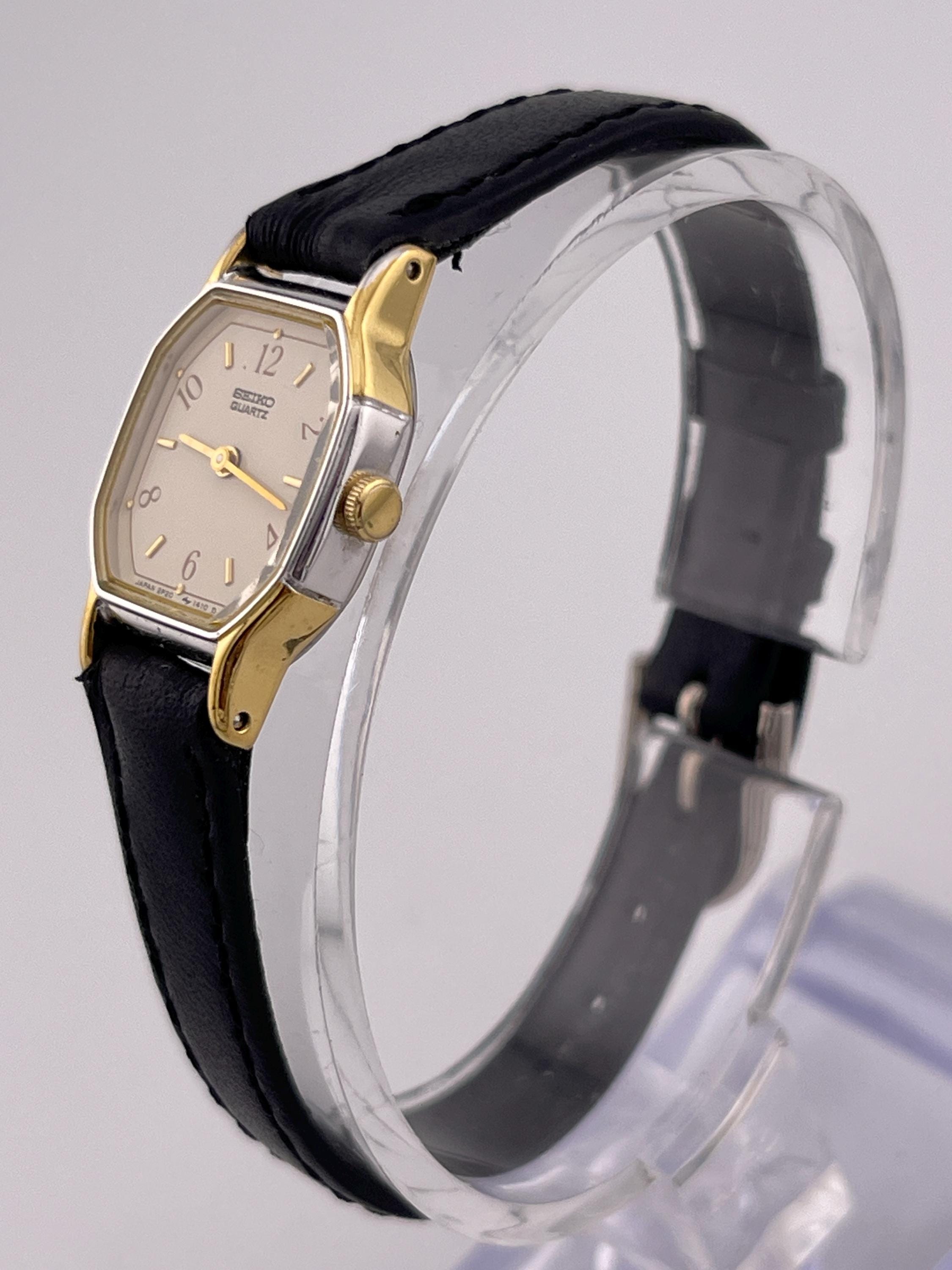 Seiko Quartz Ladies Watch C. 1990s Gold Tone Octagon Case 2P20