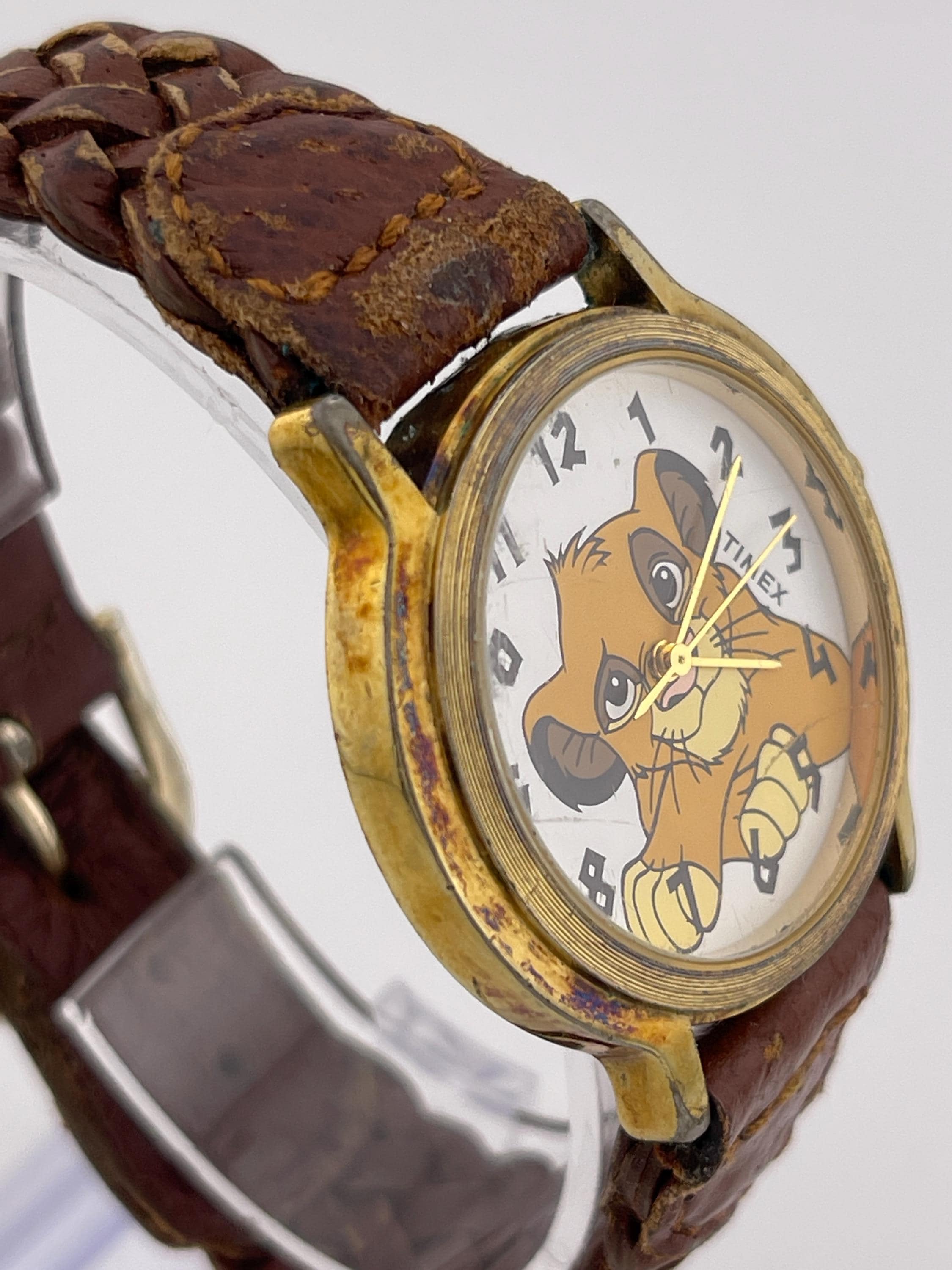 Timex the Lion King Vintage Watch C. 1995 Simba Disney Quartz Gold 