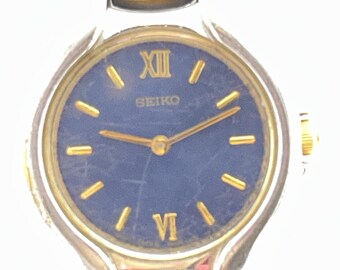 Two-tone Blue Dial Solar Seiko Watch - Etsy display picture 1