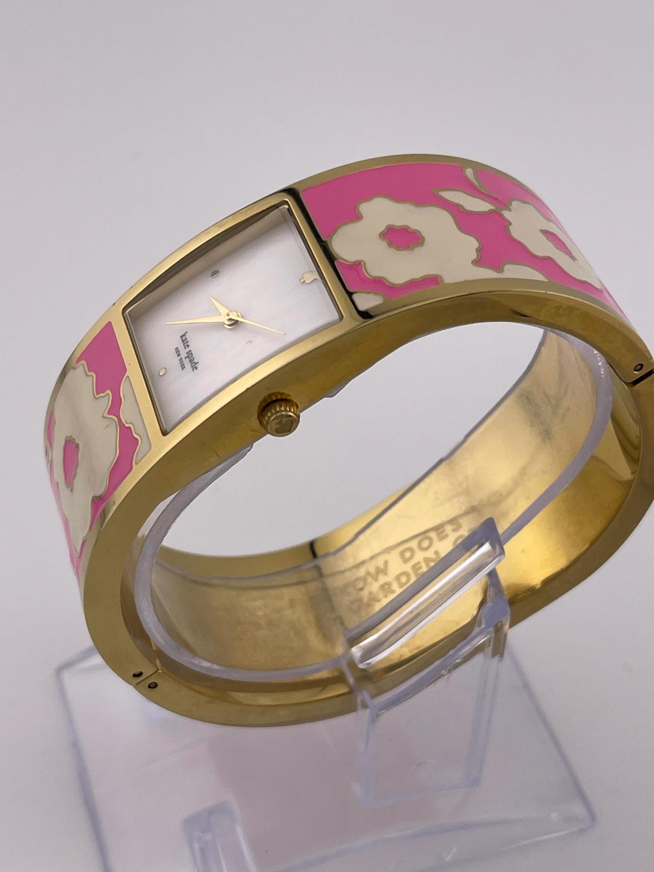 Kate Spade Picnic Flora Delacorte Watch – Gold Tone Bangle 