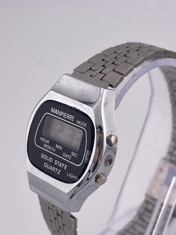 Manpierre Solid State Quartz Digital Silver-Tone … - image 3