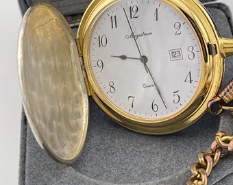 Vintage Majestic Quartz Pocket Watch With Chain. Flip Down Case