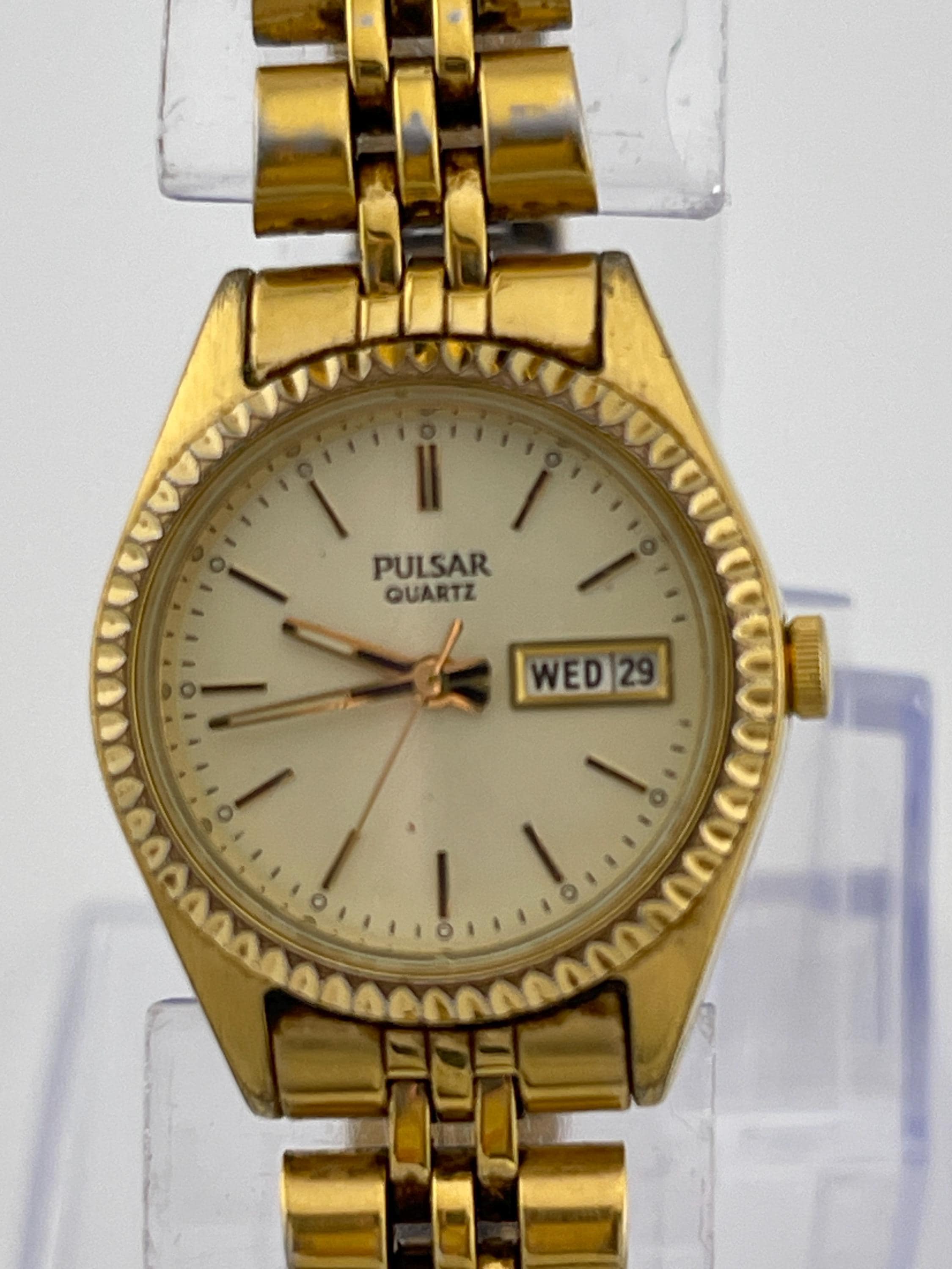 Pulsar Gold Day Date Quartz Watch T684306 V783-X003 C.1990s - Etsy