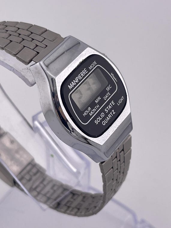 Manpierre Solid State Quartz Digital Silver-Tone … - image 2