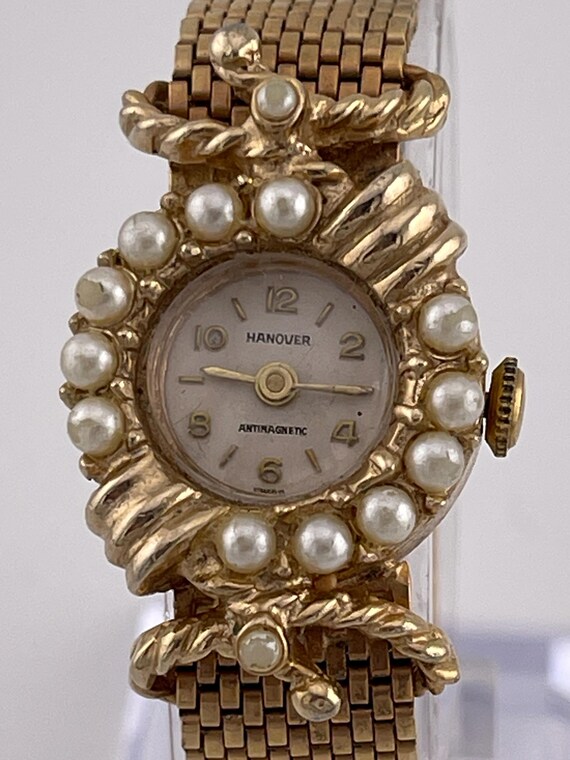 Vintage Ombre Black Pearl Gold Plated Women’s Bracelet Watch Bulova Regatta Diamond Black Mother-of-Pearl Gold-Tone  main image 4