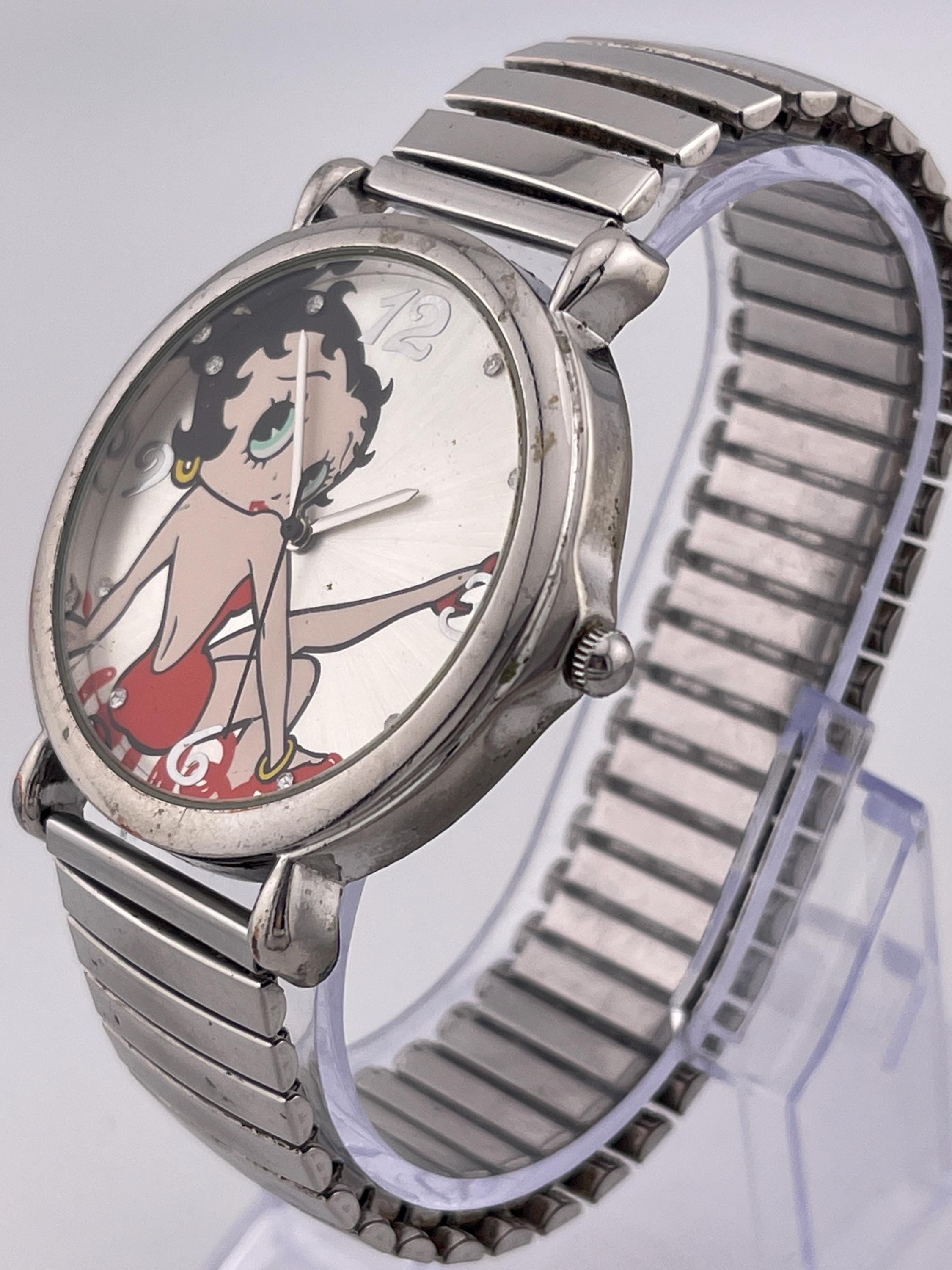 Betty Boop Silver Tone Cartoon Collectible Watch C.2018 – Retro