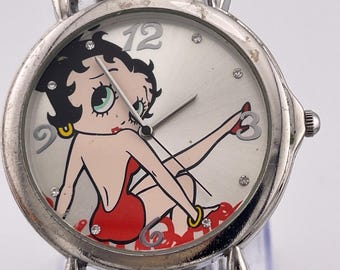Betty Boop Silver Tone Cartoon Collectible Watch c.2018 – Retro Pop Art Quartz Timepiece – Rare Character Dial