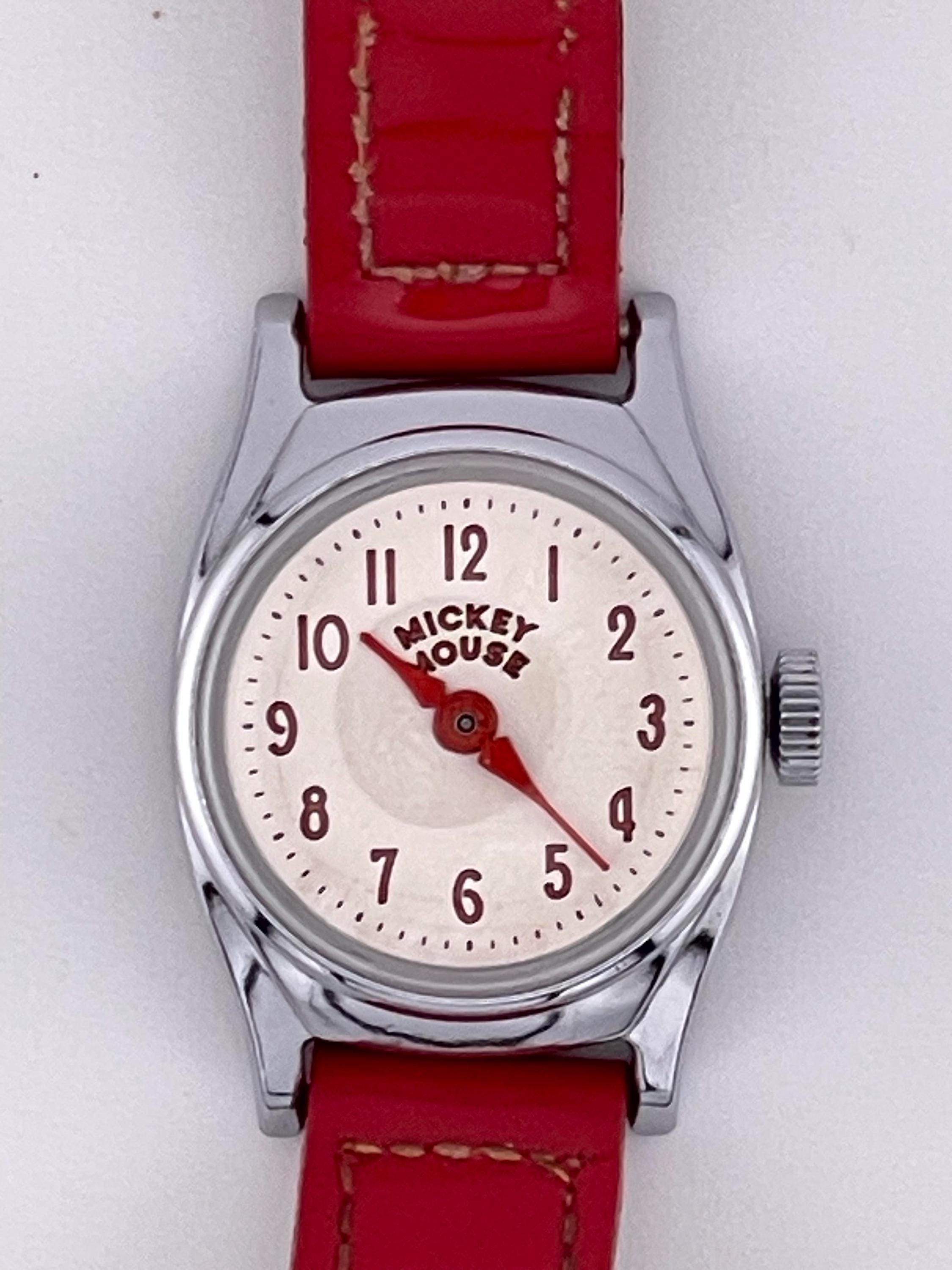 インガソル ミッキーマウス ヴィンテージ 機械式時計（赤いバンド付き