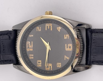 Vintage Black Gold Large Dress Watch – Japan Quartz (c. 2000s)