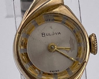 Bulova MO Swiss Ladies Watch c. 1950s 10K RGP Bezel Vintage Bracelet Timepiece