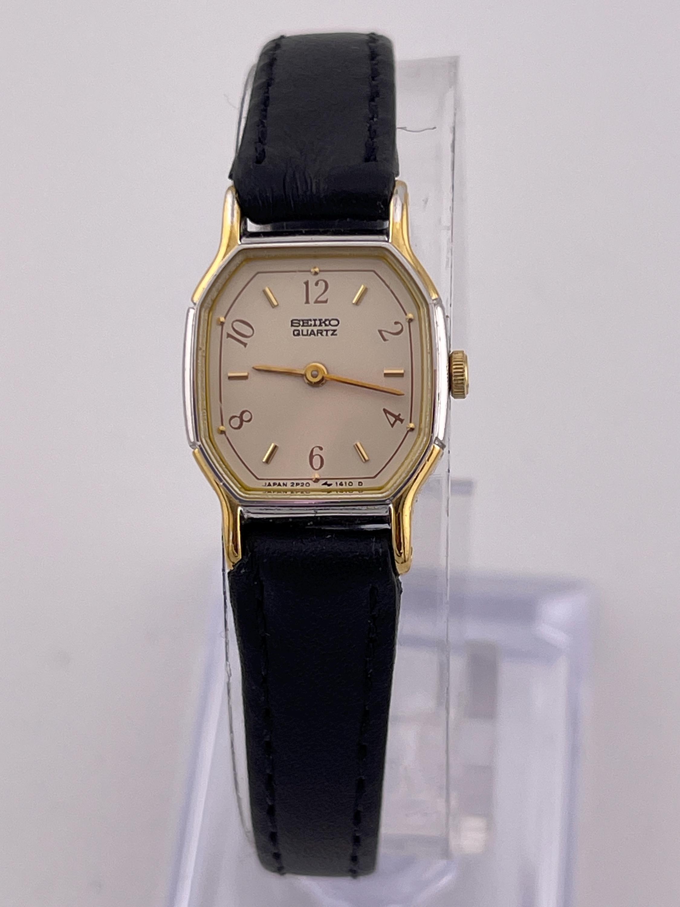 Seiko Quartz Ladies Watch C. 1990s Gold Tone Octagon Case 2P20
