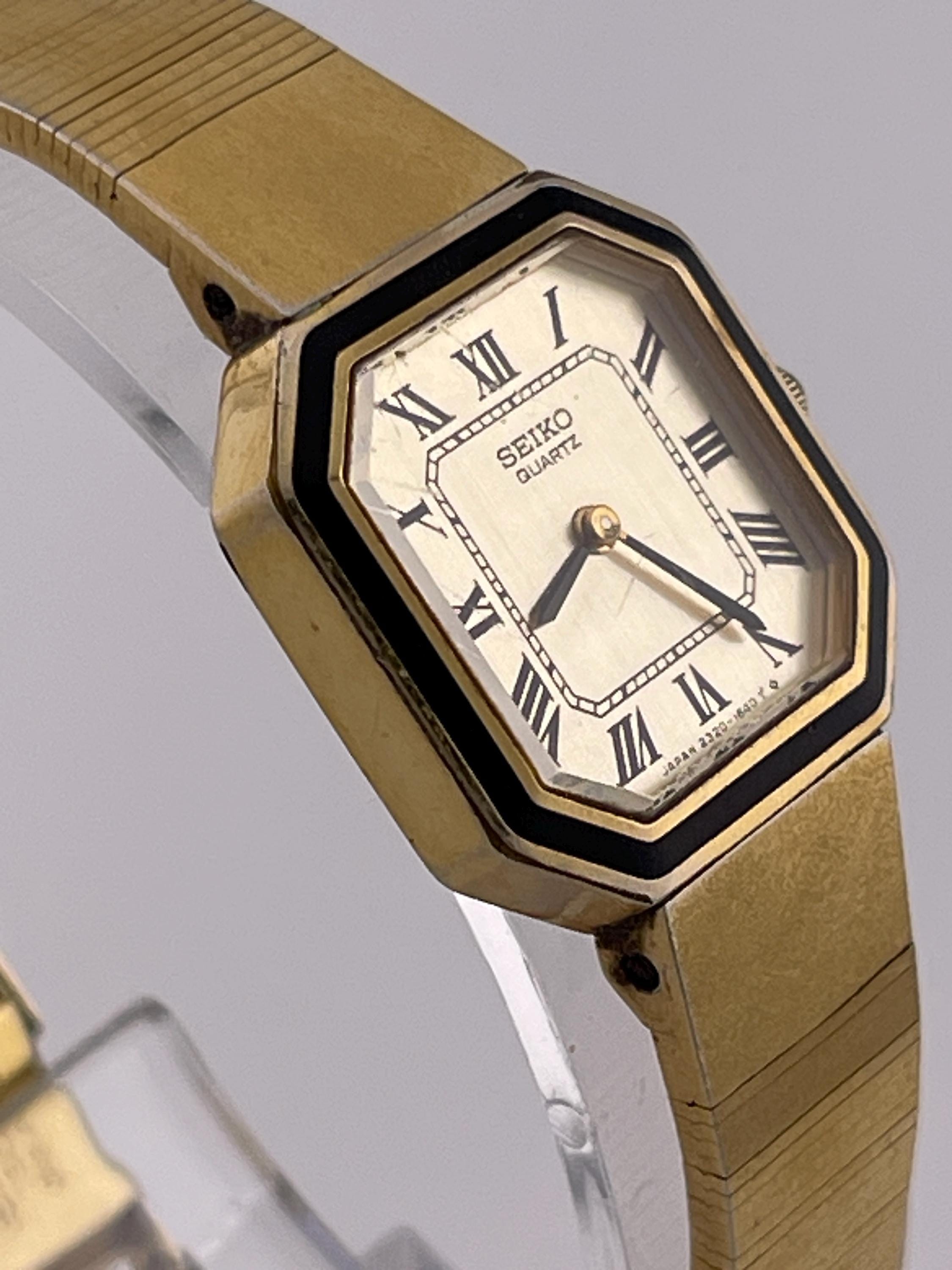 Seiko Octagonal Gold Quartz Dress Watch Roman Numerals C. 1980s