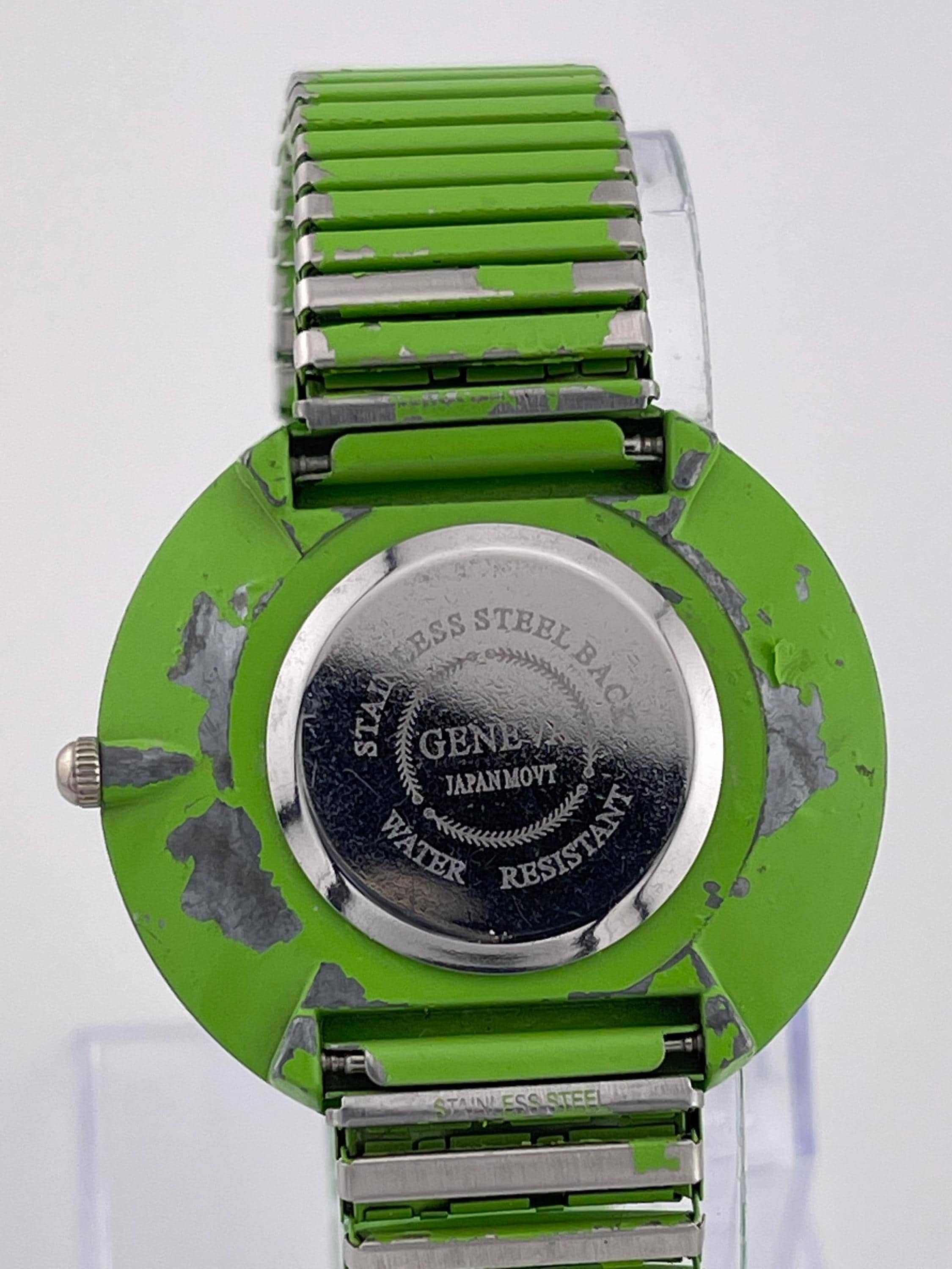 Geneva Quartz Watch – Japan Movt – Green Stretch Band – Easy-read