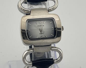 Vintage Victoria Wieck Ladies Wristwatch Black Leather/Canvas Strap Crystals Acc Victoria Wieck Beverly Hills Watch - Etsy main image 2