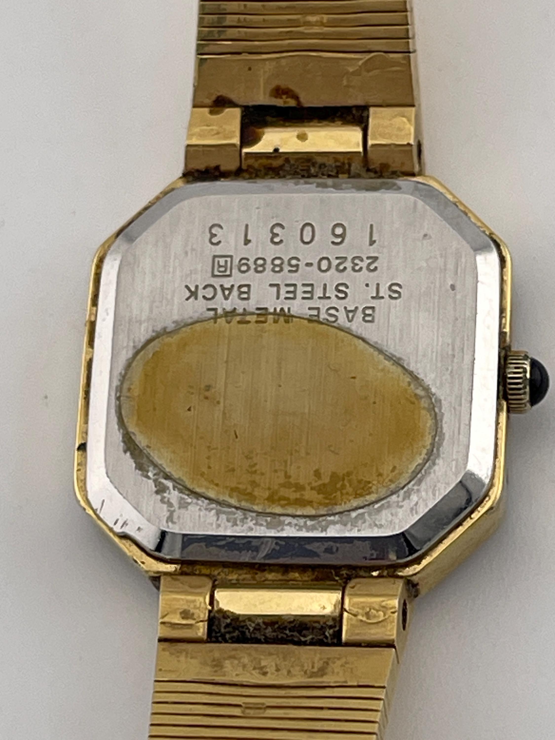 Seiko Octagonal Gold Quartz Dress Watch Roman Numerals C. 1980s
