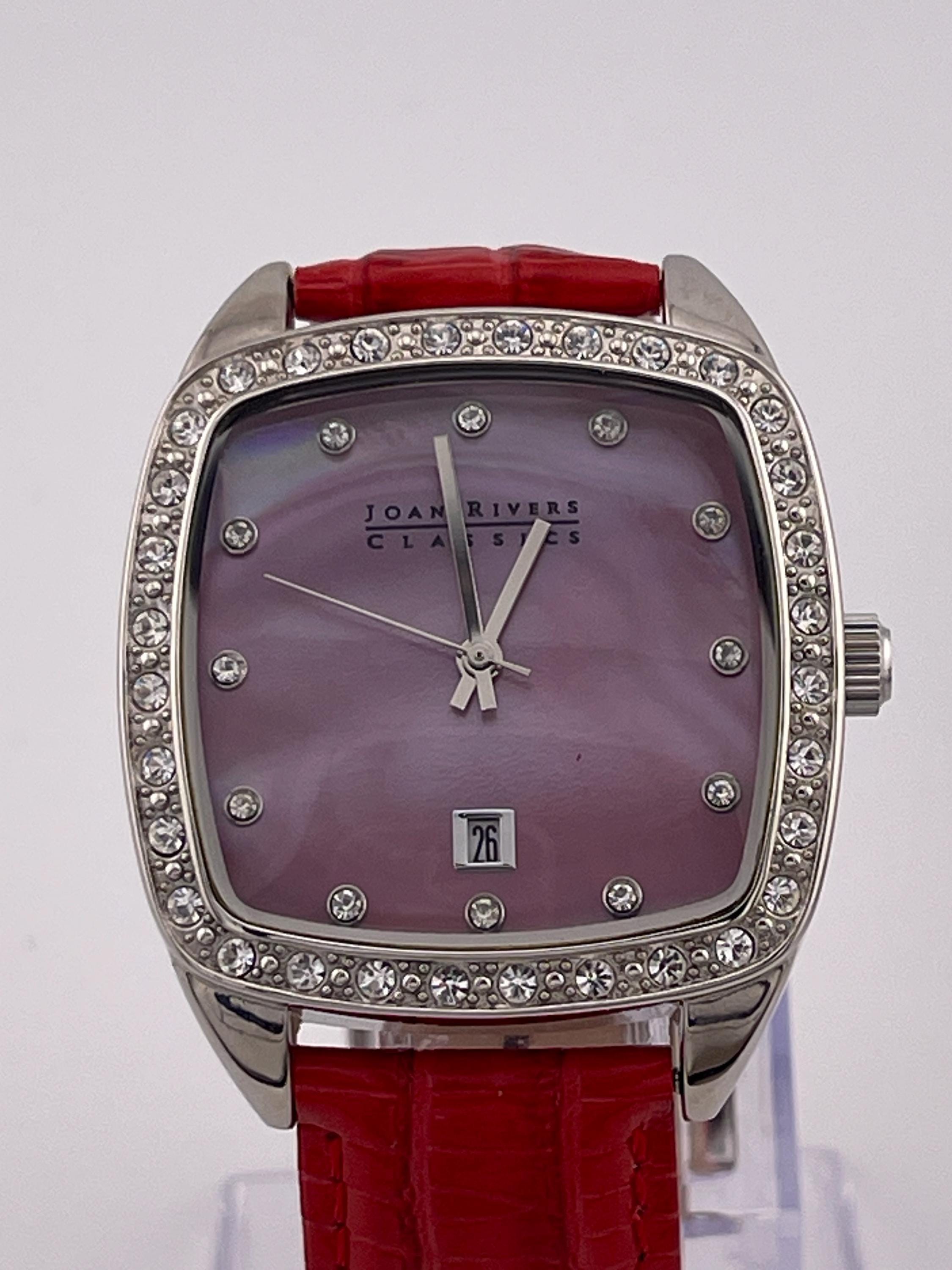 Joan Rivers Classics Collection Watch Dark Pink Need Battery 377 Japan Movement Joan Rivers Classics V377 Womens Silver Tone Pink Leather  main image 2