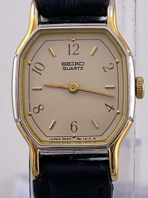 Seiko Quartz Ladies Watch C. 1990s Gold Tone Octagon Case 2P20