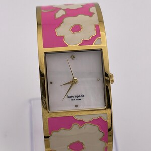 kate spade Gold Tone Bracelet Watch with Pink Bezel Kate Spade Monroe Floral Gold & Pink-Tone Watch – ShopCGX main image 2
