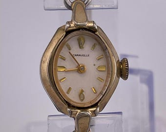 Vintage 10K Gold & Diamond Bulova Caravelle Ladies Cocktail 