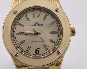 Vintage Anne Klein Gold Tone Watch: Concave Link Band, New  display picture 2