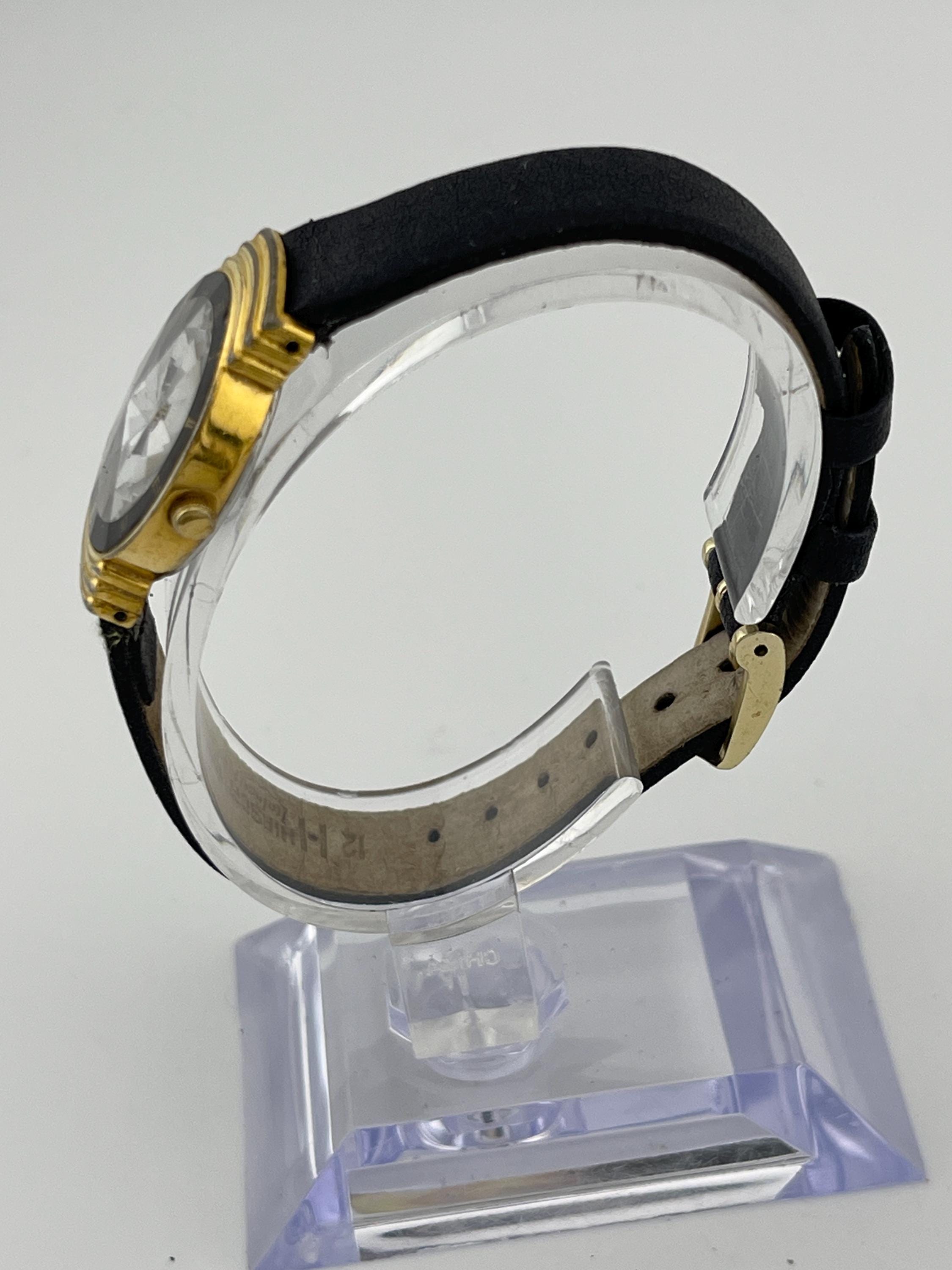 Baylor 6L22-Y Black Faceted Crystal Quartz Watch W/ Leather  display picture 2