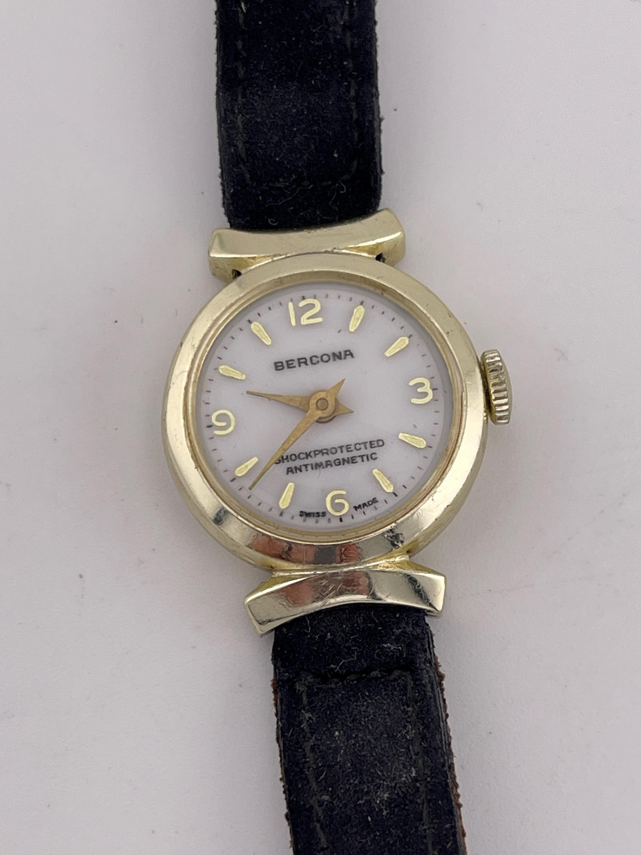 Bercona Antimagnetic Swiss Watch C 1950s Gold Tone 21mm  display picture 2