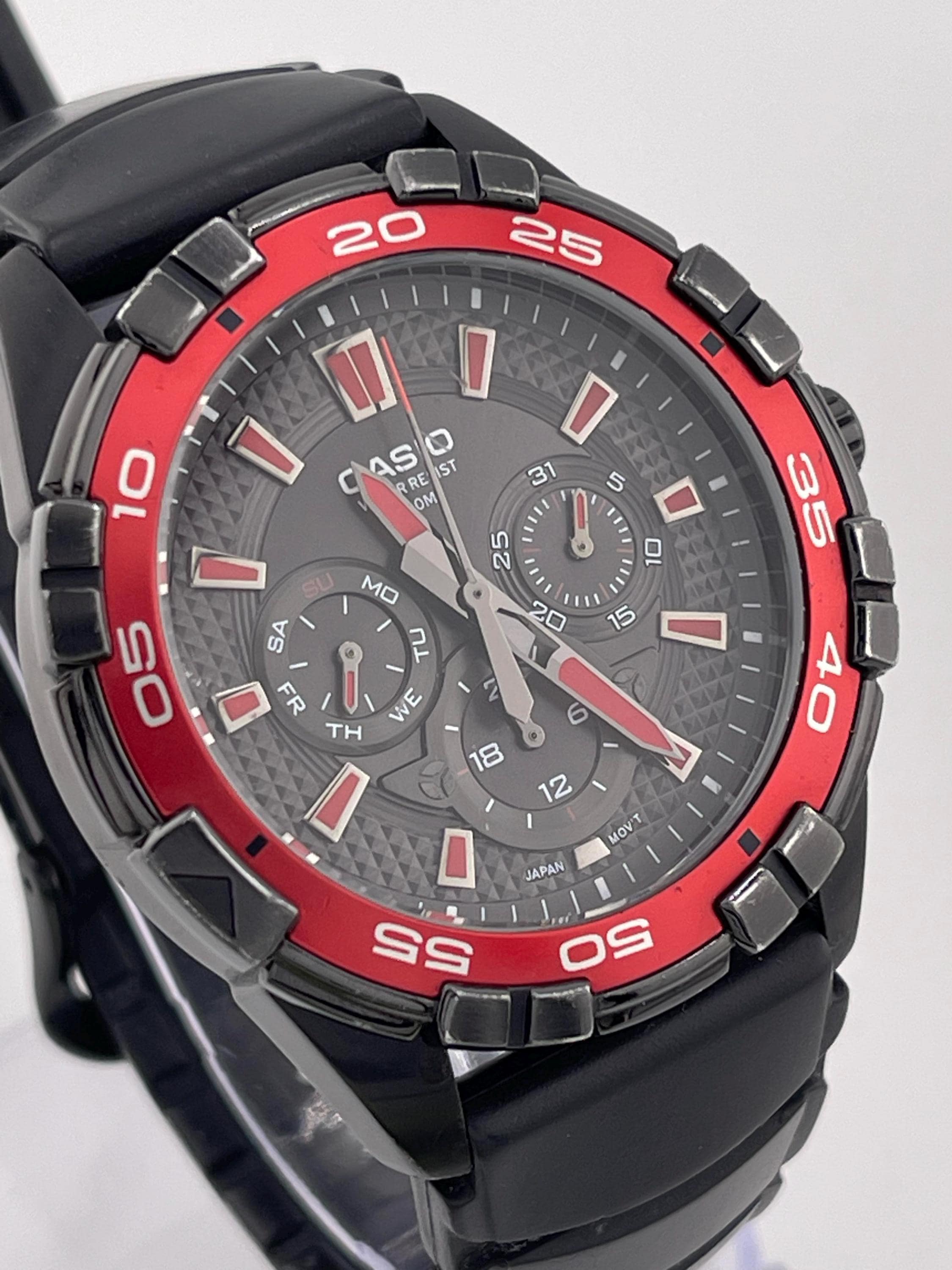 Casio MTD-1069 Men's Chronograph Watch – Black Dial With Red
