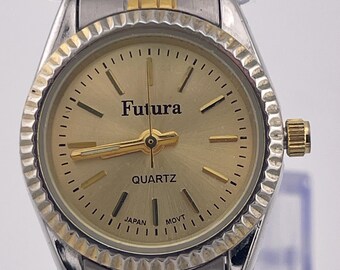 Futura Two Tone Quartz Watch with Gold Dial and Foldable Clasp c. 1990s