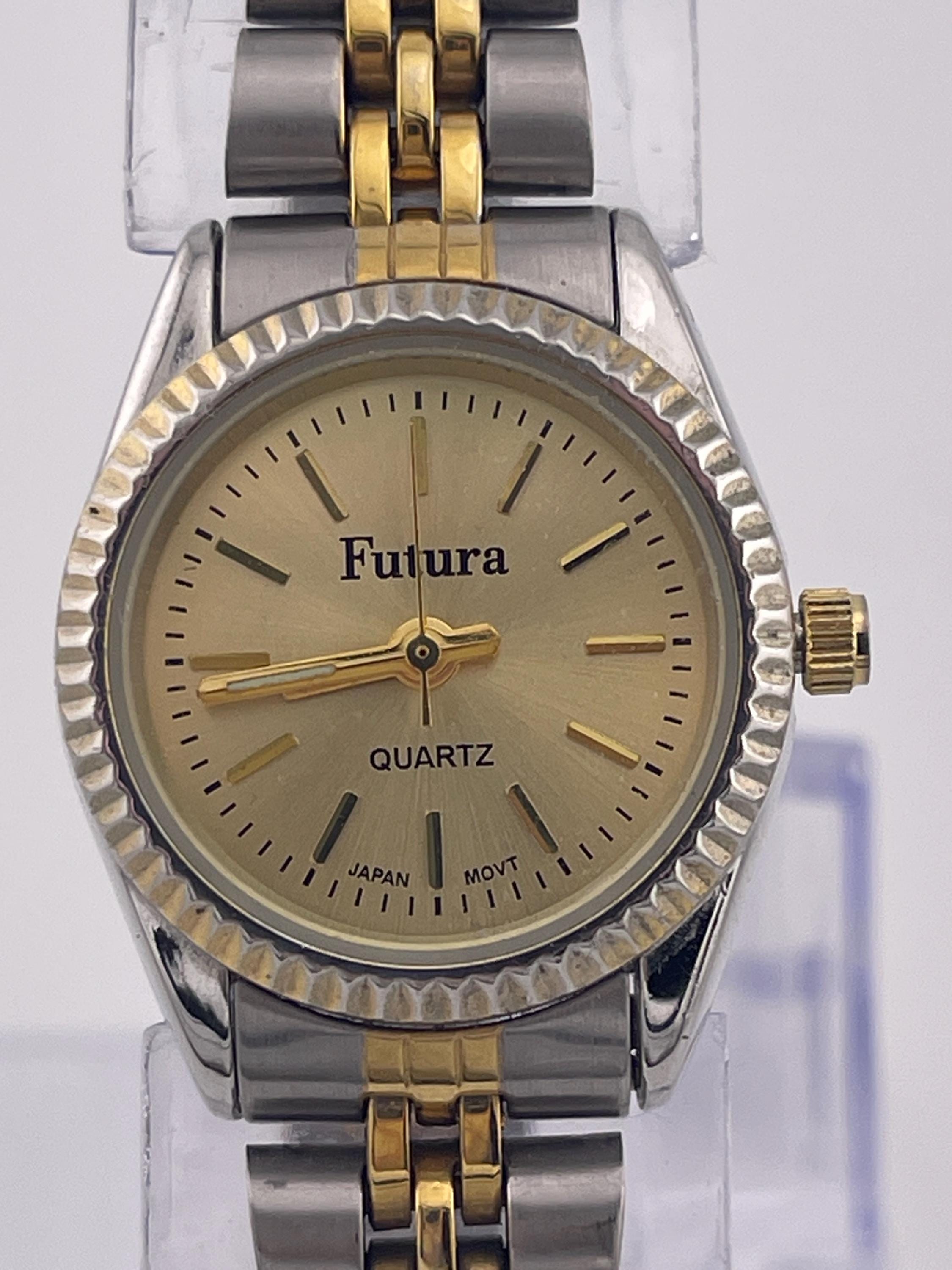 Futura His & Hers Matching Watch Set Gold Silver Tone Stainless New Battery Amazon.com: His and Her Chronograph Gold-Tone Stainless  main image 3