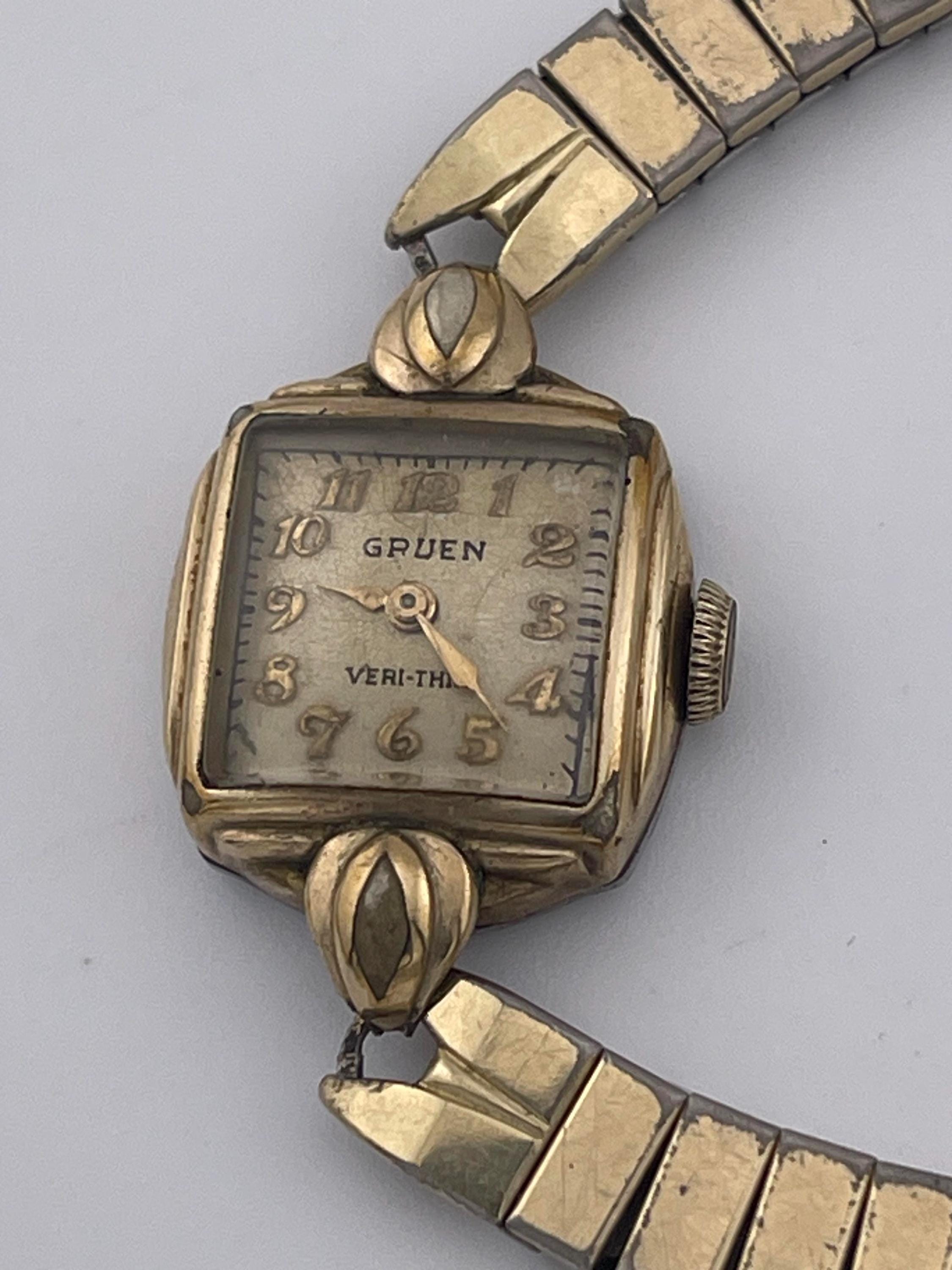 Vintage Gruen Veri-thin Ladies Watch – Gold-tone Square Case
