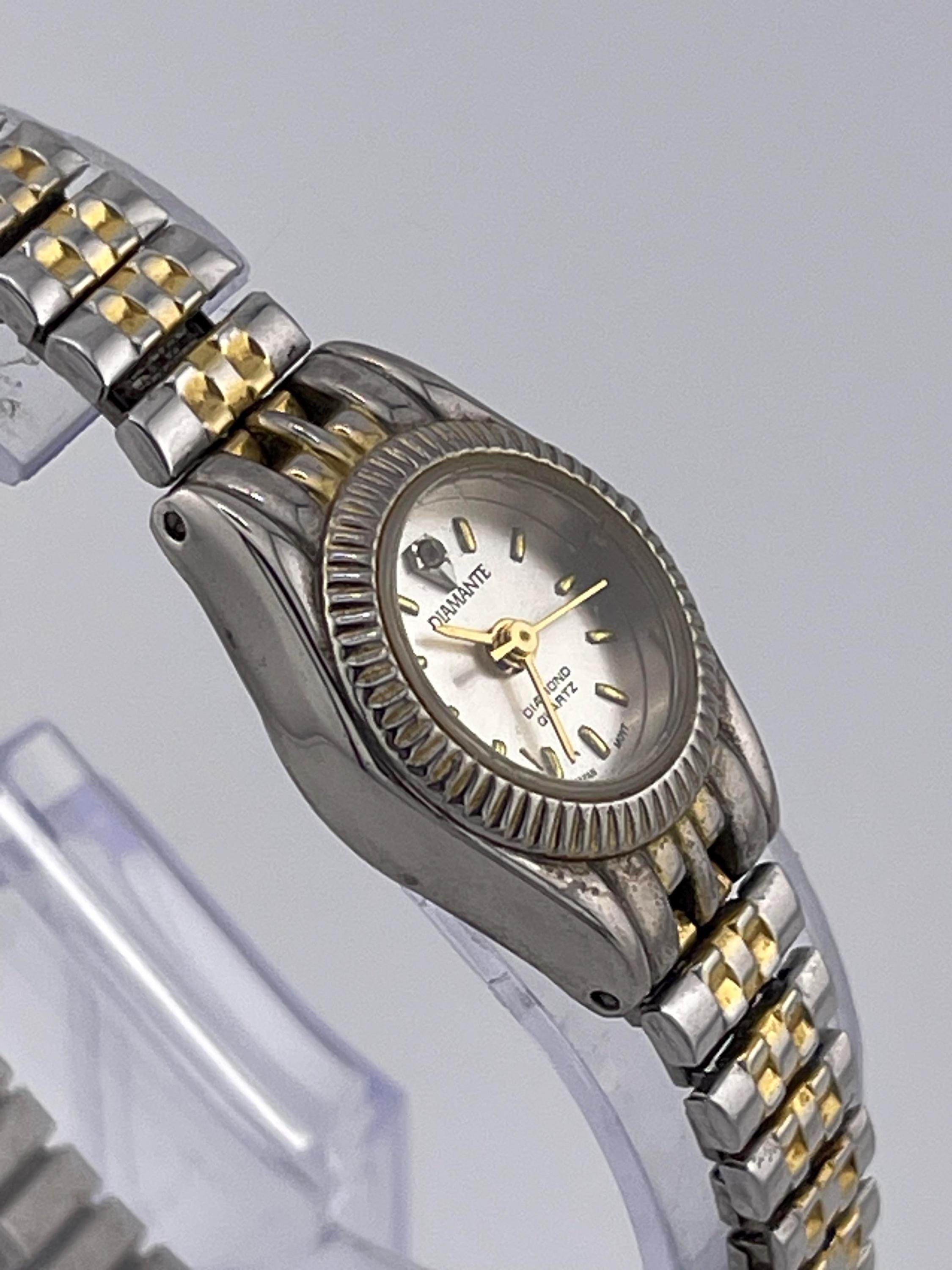 Two-Tone Bracelet Watch with Diamond Accents, Japanese Quartz Celestia Two Tone Pave Chronograph Moissanite Diamond  main image 2