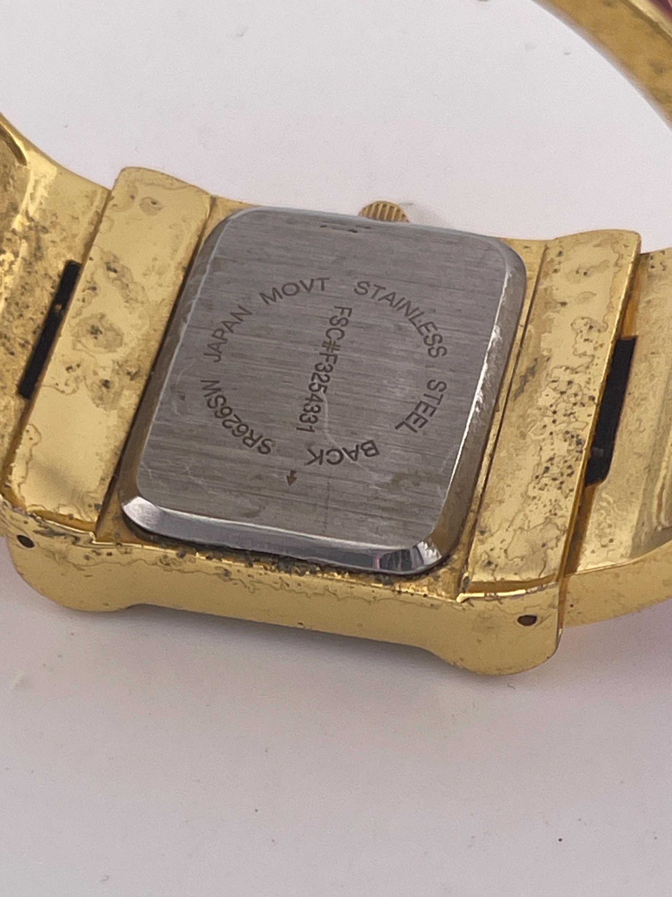 Avon Gold-tone & Red Enamel Scroll Hinge Cuff Watch (c.1990s  display picture 1