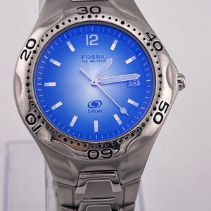 Vintage Fossil Blue AM-3475 Stainless Steel Men display picture 2