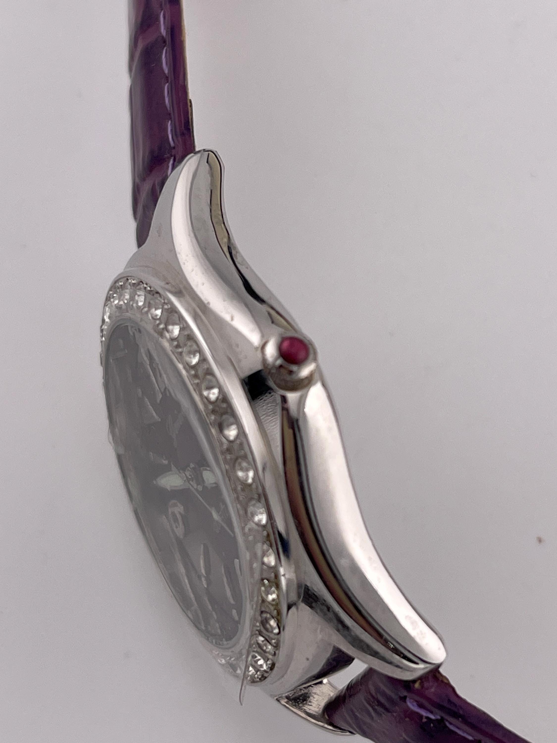 Vintage Genevex Purple Dial Crystal Bezel Quartz Watch C. 2000s
