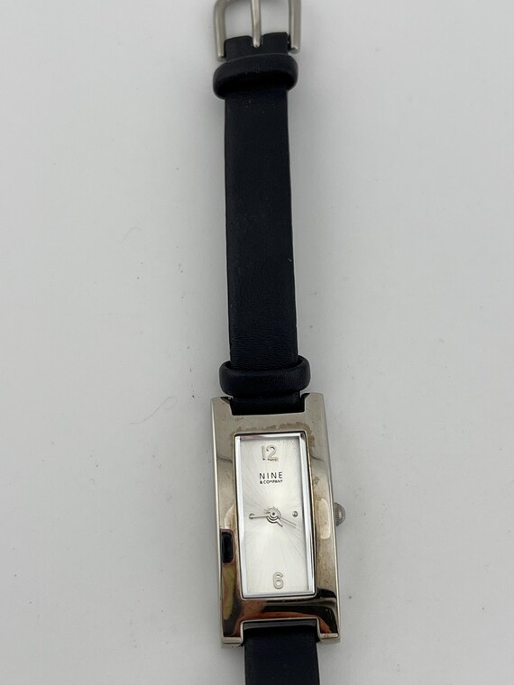 Nine & Co Silver Rectangular Leather Strap Quartz… - image 7