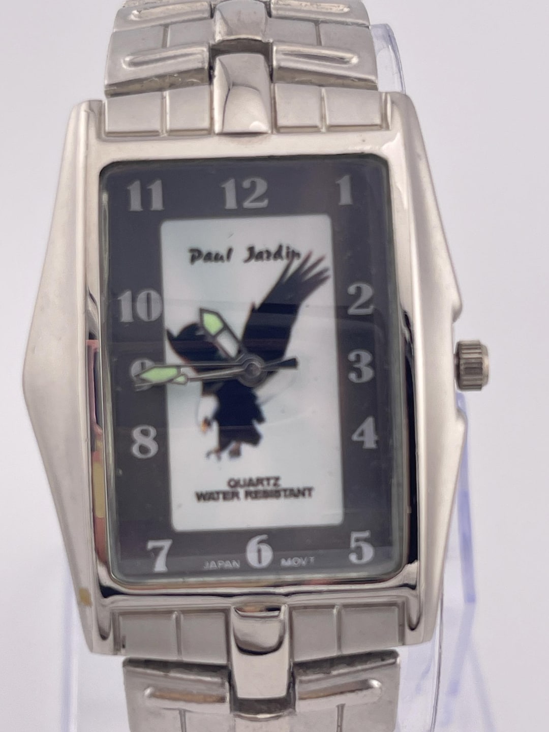 Vintage Paul Jardin Eagle Rectangular Dial Quartz Watch Silver