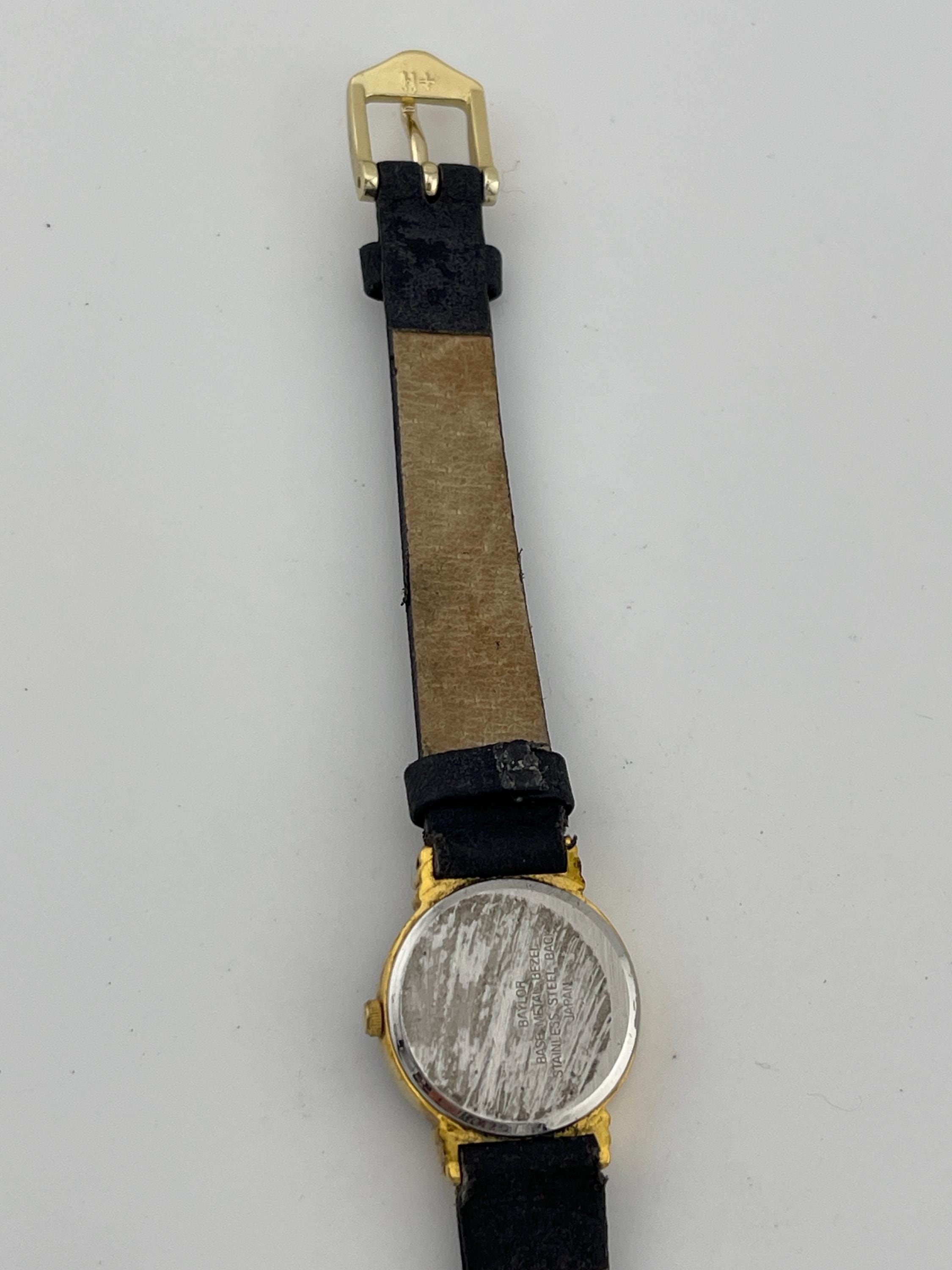 Baylor 6L22-Y Black Faceted Crystal Quartz Watch W/ Leather  display picture 1