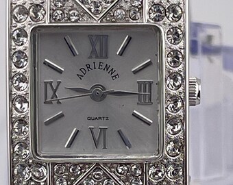 Adrienne Vittadini Couture Collection Vintage Ladies Quartz watch–Limited Edition–silver-tone finish in Swarovski crystals–Swiss made 1990s