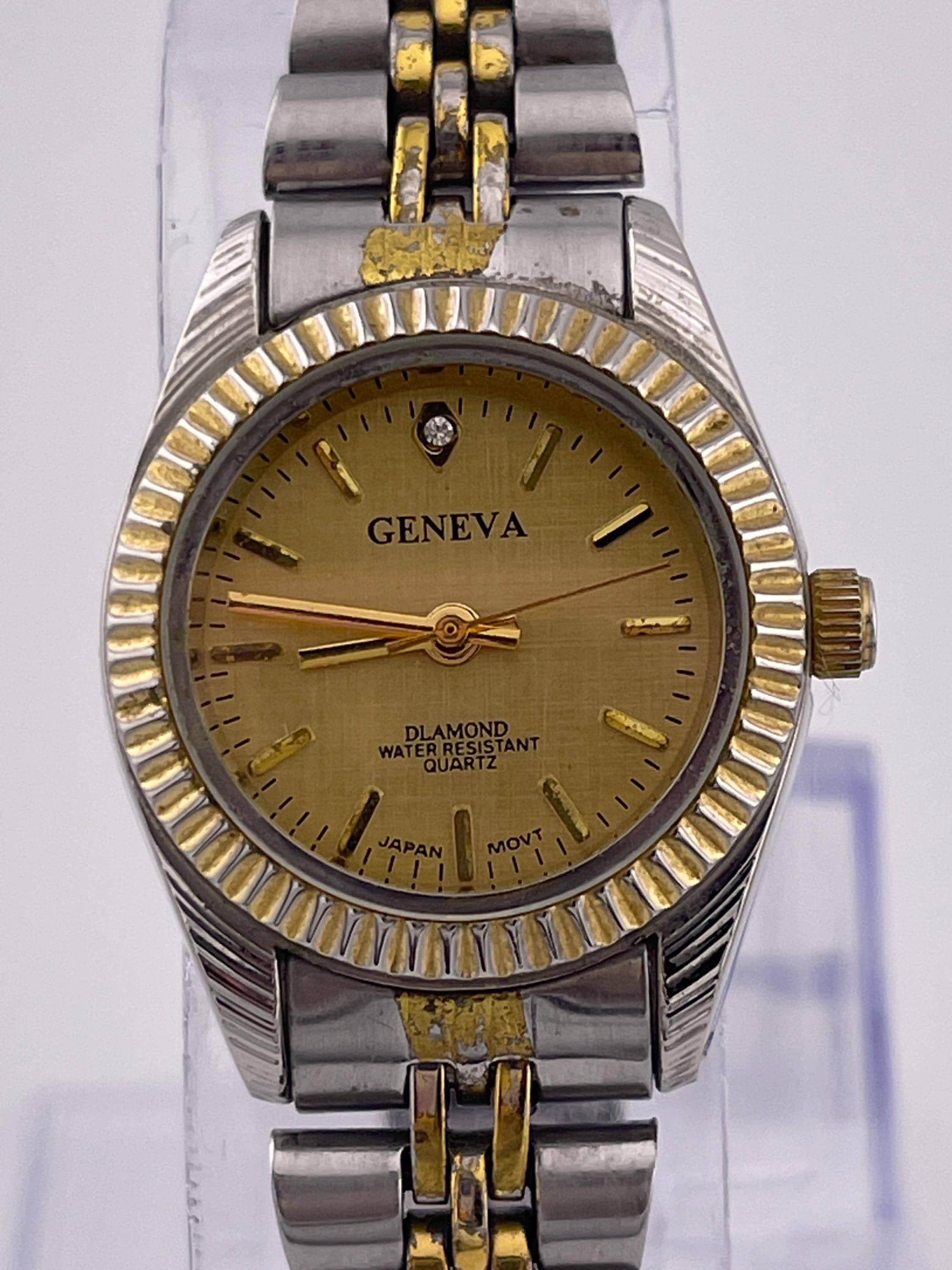 Vintage Geneva Women's Two-tone Quartz Watch Rhinestone Accent