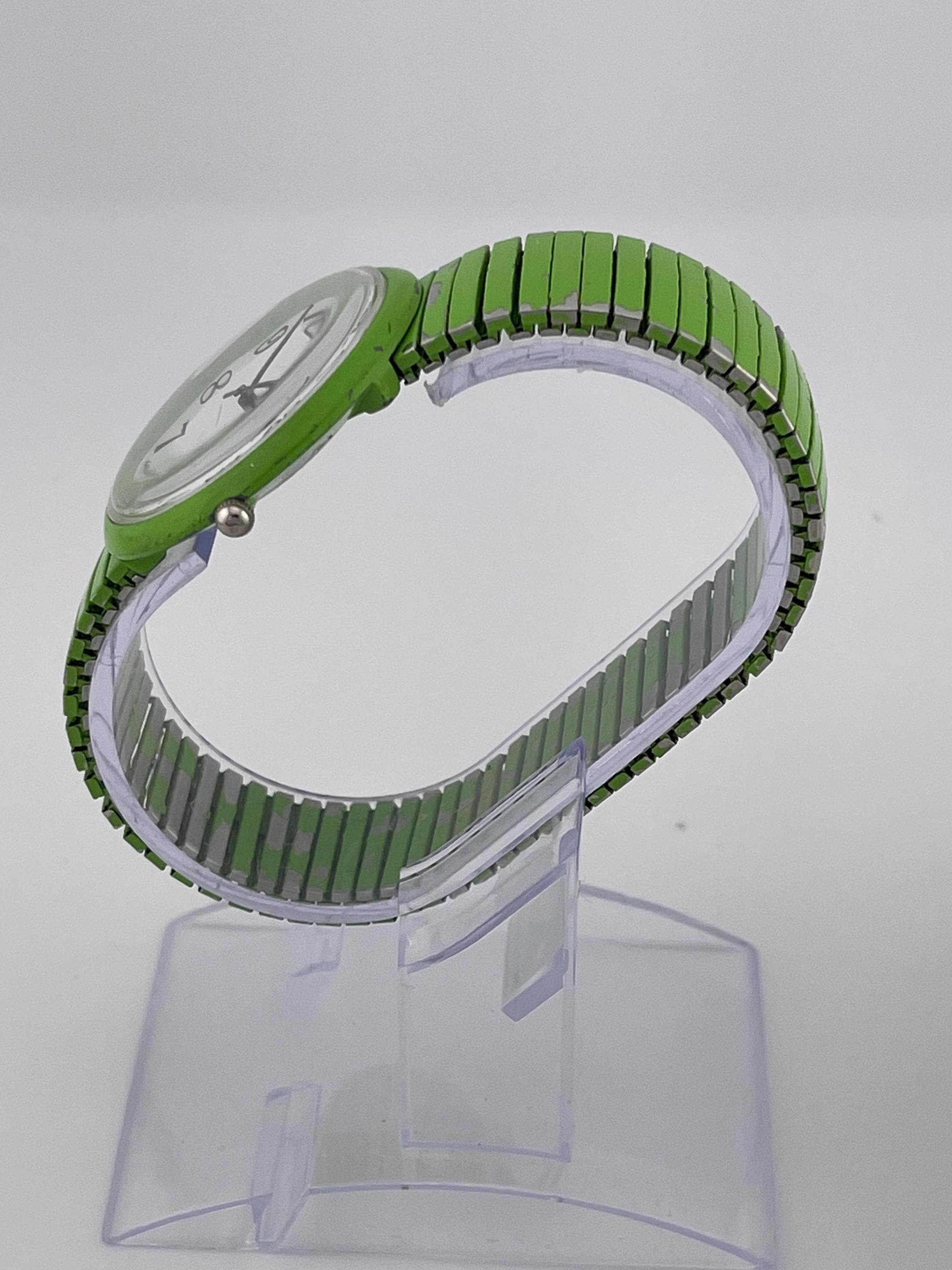 Geneva Quartz Watch – Japan Movt – Green Stretch Band – Easy-read