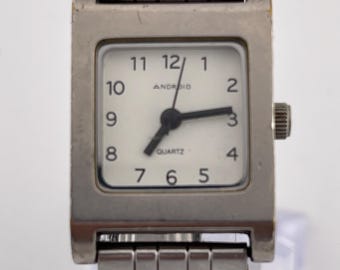 Vintage Android Rectangular Quartz Watch c. 1990s Stainless Steel