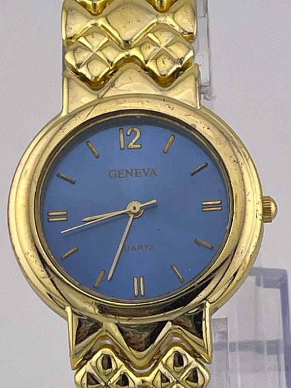 Vintage Geneva Gold-tone Ladies Quartz Watch – Blue Dial
