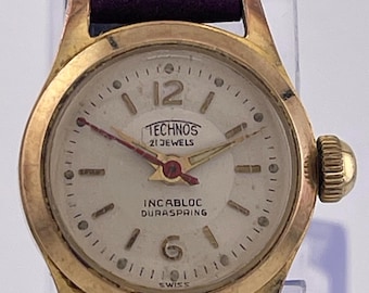 Montre Automatique Femme Vintage Technos Fabriquée En Suisse - à Réparer (bracelet Manquant)