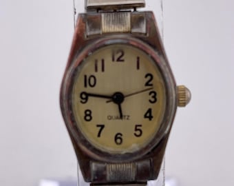 Vintage Buren Watch Silver Tone Cream Dial Arabic Numerals Expansion Band Tested Vintage Buren Watch Silver Tone Cream Dial Arabic Numerals  main image 4