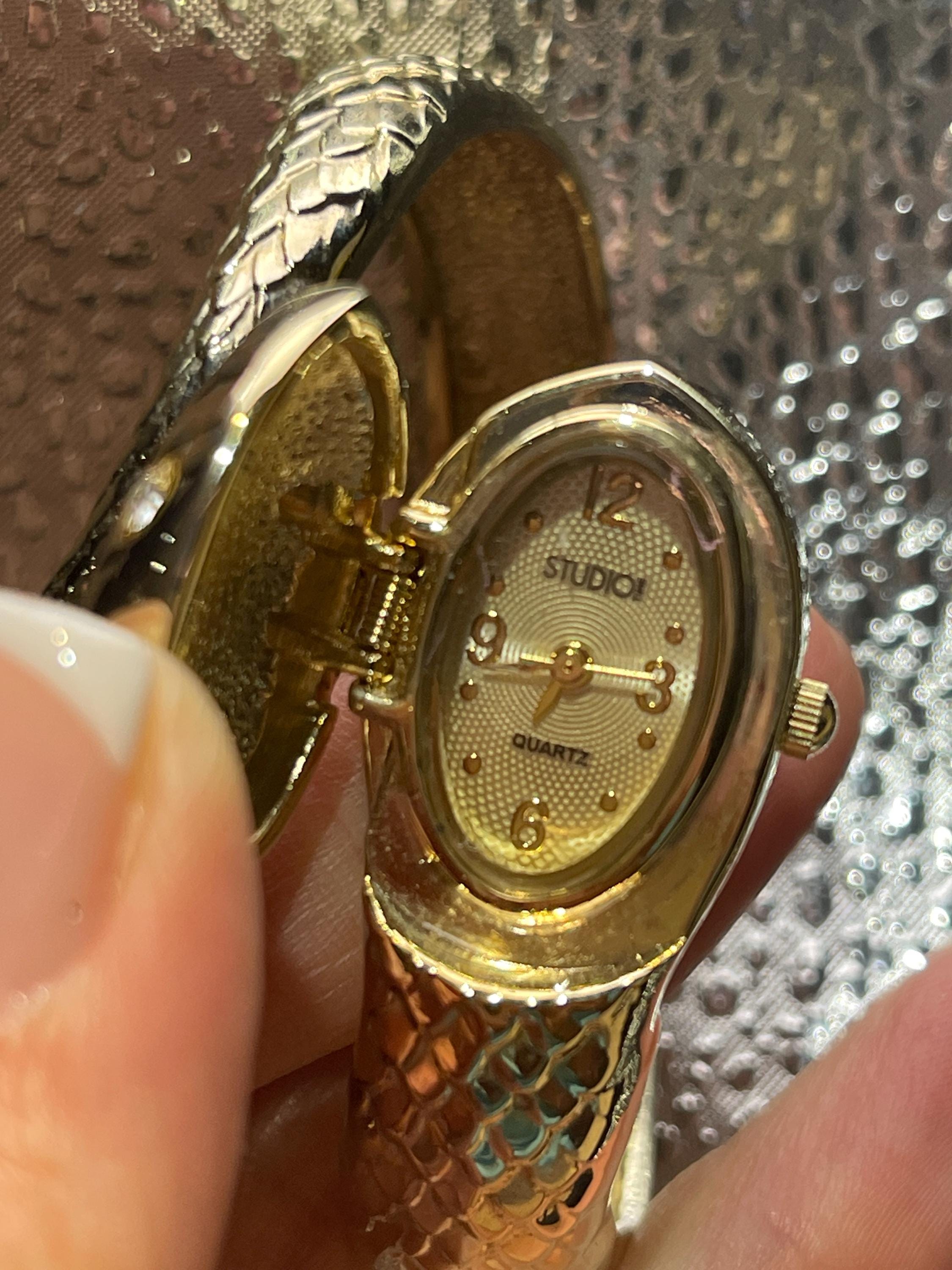 Snake Shape Bangle Watch for Women, Gold Tone, Analog, Gift Idea, Adjustable Amazon.com: MASTOP Snake Watch, Snake Shape Bangle Watches  main image 3