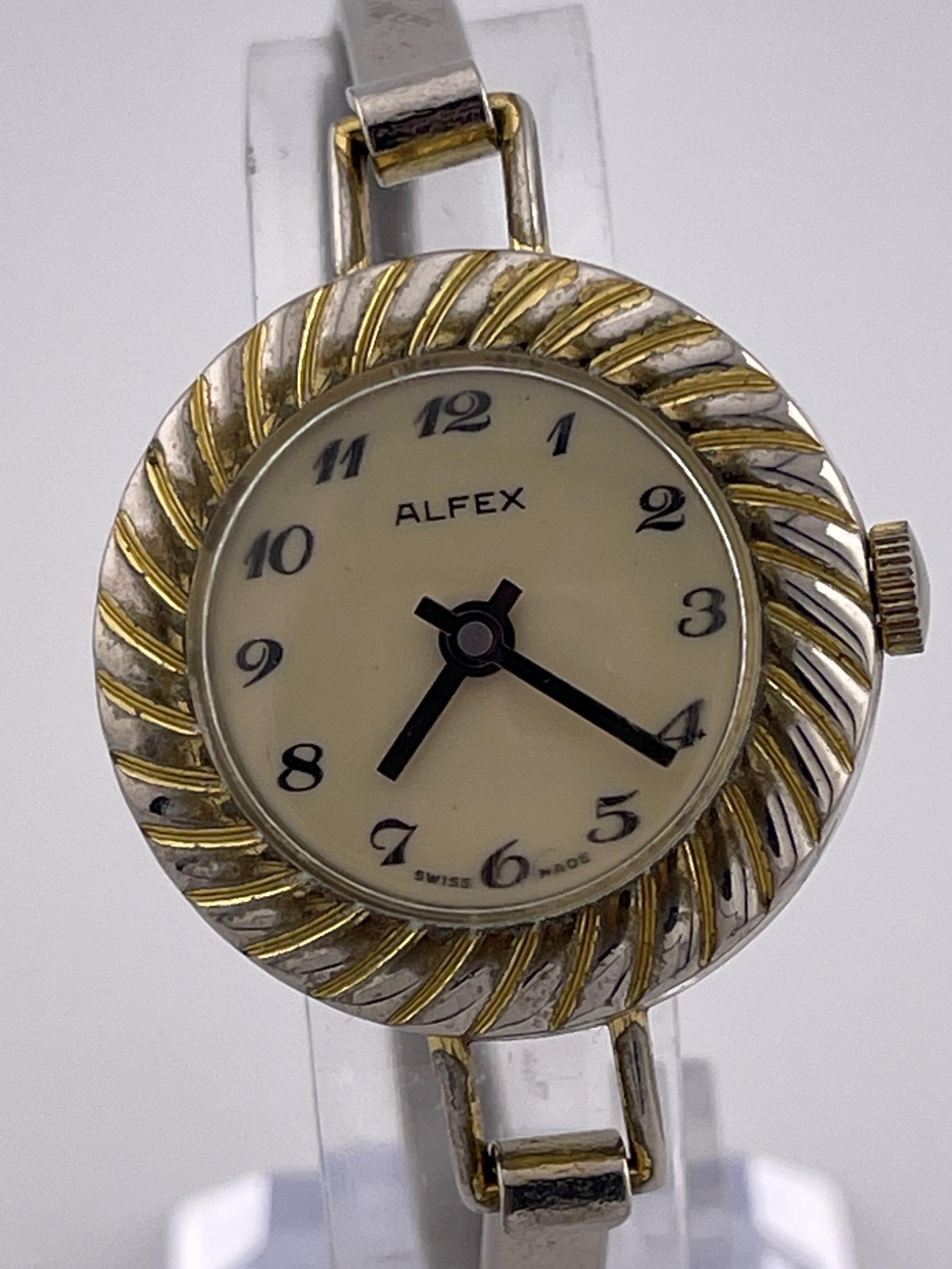 Alfex‎ of Switzerland Vintage 18KT Gold Electroplated Cuff Watch Cuban Link P/R Alfex Watches - Etsy main image 3